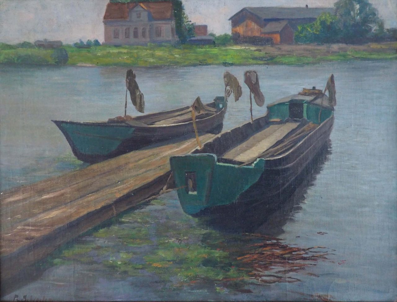 Richard Schroeter - Fischerboote am Fluss